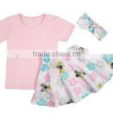 2016 China Product and Low Price Wholesale Pleated Skitrs Set With Top and Skirt and Headband for 6months -8years Baby Kids thumbnail-4