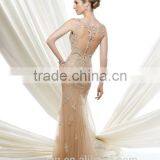 Gold Beaded Spaghetti Strap Bridesmaid Dresses Online thumbnail-2
