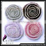 CX-A-37 Genuine Rex Rabbit Fur Fashion Flower Brooch Pins thumbnail-1
