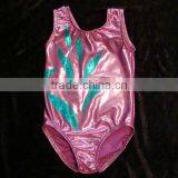 Girls Leotard Gymnastics Lilac Mystique With Teal Slashes as Overlay Front and Back thumbnail-1