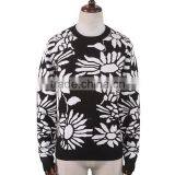 Jacquard Allover Flower Patterns Crew Neck Men Pullover Sweater thumbnail-1