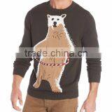 Men Deep Grey Sweater Bear Pattern Christmas Sweater Ugly thumbnail-1