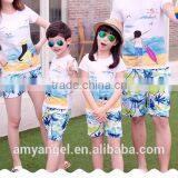 Family Beach Style Clothing Set Couple T-shirt Design China lovely family matching clothing plain t shirt