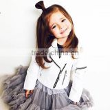 1-7 years 2017 New Wholesale Cotton Autumn Full Sleeves PU Black White Boys Girls Jackets (pick size color )