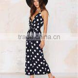Women Sexy V-neck Backless Jumpsuit Dot Print Womens Romper For Wholesale thumbnail-3