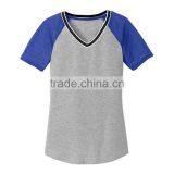 Bulk Women Slim Fit 100 Polyester Mesh Sleeve v Neck Wholesale t Shirts thumbnail-2