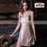 0852 Floral Lace Nightdress Spaghetti Strap Slip Sexy Girls Satin Photos Nightdress Dress Satin Nightgown thumbnail-1