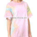 2017 OEM Slouchy Faded Tie-dye Ribbed Neckline Shirt Womens thumbnail-4