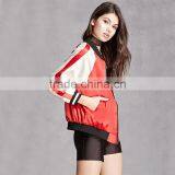 Satin Back Floral Embroidered Striped Raglan Sleeves Casual Coats for Ladies thumbnail-2