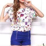 2017 New Design Ladies Print Chiffon Style Blouse thumbnail-3