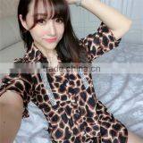 Chiffon Sleep Shirt Breathable Printed Leopard Black Girls Pajamas thumbnail-3