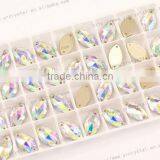 Sew On Glass AB Color 2 Holes Crystal Rhinestone Silver Flatback Sew on thumbnail-3
