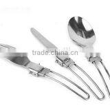 Portable Outdoor Camping Survival Set Picnic Tableware Stainless Steel Folding Fork and Spoon Tab thumbnail-3