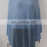 Wholesale Women 14gg V-neck Merino Wool Nylon Acrylic Blend Summer Ponchos thumbnail-1