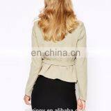 New Arrival Yoke Overlay With Self-tie Waist Belt Drape Waterfall Lady Jacket thumbnail-3