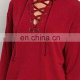 Fashion Cross Tops for Women/2016 New Fashion Women Blank Tops/plus Size Long Sleeve Women Tops in Black thumbnail-3