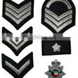 Kuwait Patches | Shoulder Chevron Insignia Patch in Silver Thread | Rank Chevron Patch