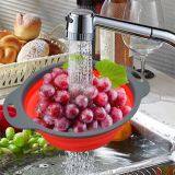 Collapsible Washing Drainer With Handle Fruit Vegetable Filter Basket Silicone Foldable Colander Kitchen Storage Tools Container thumbnail-5