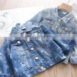 2020 Autumn Girls Printed Lapel Jeans Coat Children's Clothing Wholesale thumbnail-2