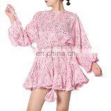 TWOTWINSTYLE Print Hit Color Lantern Long Sleeve O Neck High Waist A Line Summer Dresses Female thumbnail-1