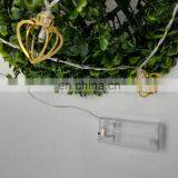 10 LED Fairy Lights Heart Gold Metal String Lights Battery Operated For Christmas Home Party Decoration thumbnail-5
