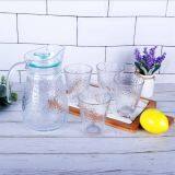 Hammer Pattern Design Glass Water Jug Set 1 Glass Water Pitcher and 4 Water Cups thumbnail-3