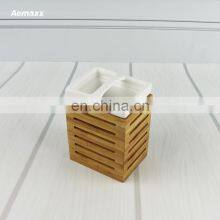 New Gadget Wholesale Simply Bath Accessory Ceramic Bamboo Bathroom Set thumbnail-4