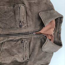 Men's Washed Distressed Retro Vintage Sheepskin Leather Suede JACKET thumbnail-2