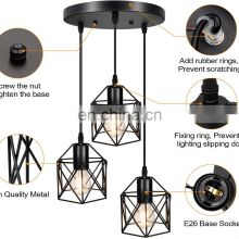 Industrial Metal Black Cage Flush Mount Ceiling Lamp Light Fixture LED Pendant Light