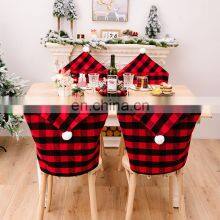 Red Black Plaid Christmas Chair Cover 2022 Santa Xmas Party Decoration for Home Hotel Table Ornament thumbnail-5