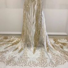 5yars Lot Luxury Sequin Lace Cloth Star Spots Evening Dress Fabric Gold Lace Embroidery Fabric For Wedding Dresses