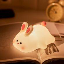 Cute Birthday Gift Animal Shape Bedroom Night Lights Rabbit Night Lamp Sensor Light for Bedroom Kids Baby Silicone Night Light thumbnail-1