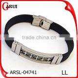 Daily Wear Wholesale Fashion Jewelry Stainless Steel Engrave Cross Silicon Bracelet thumbnail-1