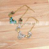 Fashion Gemstone Blue Turquoise Bead Chain Druzy Pendant Necklace For Women thumbnail-2