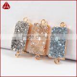 Natural Agate Titanium Druzy Bar Connector Gold Plated thumbnail-1