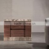 Hot Sale Latest Design Bed Side Table Made From Travertine Top And Wooden Drawers