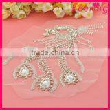 Wholesale Rhinestone Applique in Peacock Design Sew on Wedding Gowns WRA-475 thumbnail-3