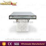 Iron Frame Fabric Base Glass Top Square Wedding Banquet Table thumbnail-4