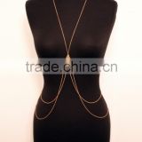 2016 Fashion gold sexy lady party body chain pearl body chain for girl