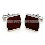 Groomsman Cufflinks With Onyx, Wood and Stainless Steel, Wood Keyhole Cufflinks thumbnail-1