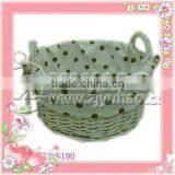 Small Lined Wicker Table Bread Basket With Ear Handles thumbnail-1