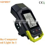 New product 2.4G digital wireless waterproof cycling speed computer with head light