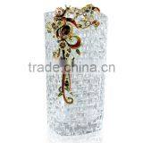 RORO Peace and Auspice Enamel Pewter Crystal Glass Decorative Vase