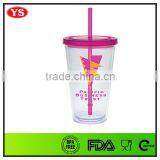 Best Selling Products 16 oz Double Wall Plastic Cup With Straw for Beverage thumbnail-3