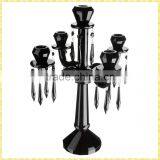 Handmade Exquisite Tall Crystal Wholesale Wedding Black Candelabra For Centerpiece Table Decoration