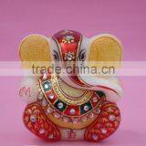 Ganesha Marble Handicraft Handmade Art Painting Gift Home Decor India God Statue Gold Leaf Work thumbnail-5