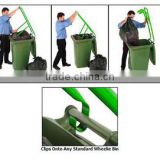 Wheelie bin compactor rubbish bag squash product assenbled garbage