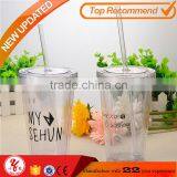 500ml Customer Logo Printing Double Wall Plastic Cup With Lid thumbnail-1