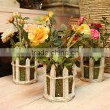 Vivid Home Table Wedding Decor Silk Flowers Artificial Potted Roses thumbnail-2