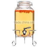 Glass Mason Jar Beverage Drink Dispenser With Metal Stand and Tap thumbnail-5